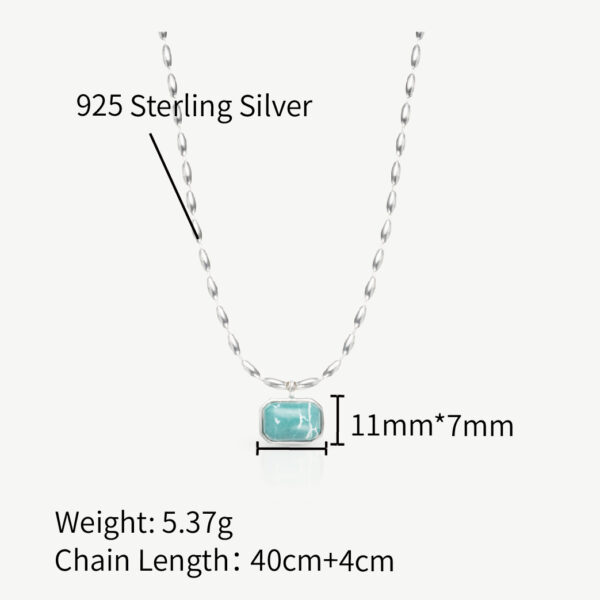 Chris April 925 sterling silver imitation amazonite olive beads chain necklace - Image 4