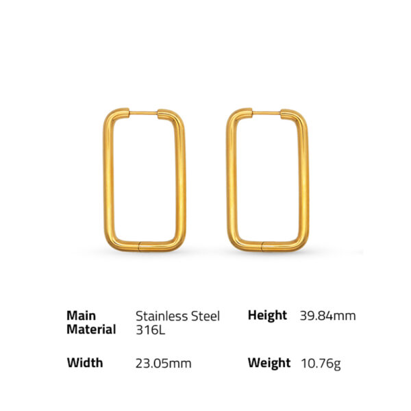 Chris April in stock 316L Stainless Steel minimalist geometric rectangular hoop earrings - Image 6