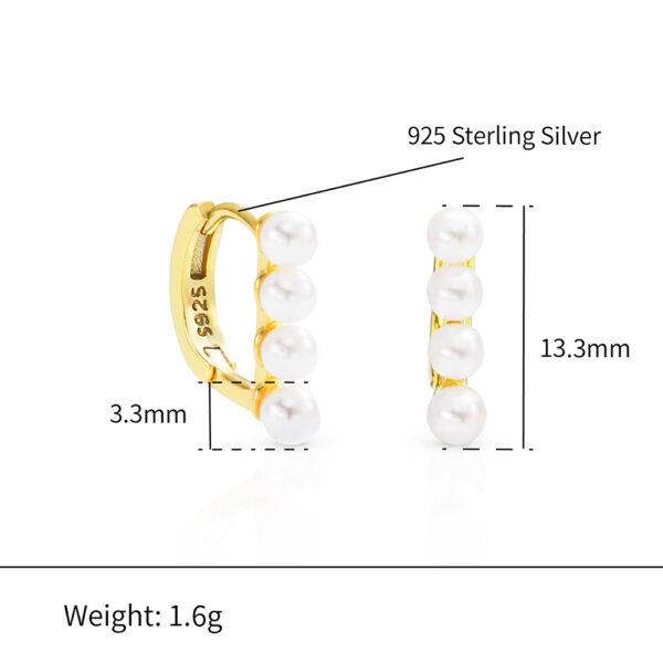 Chris April 925 sterling silver 18k gold plated elegant tiny clip on shell pearl huggies hoop earrings - Image 6