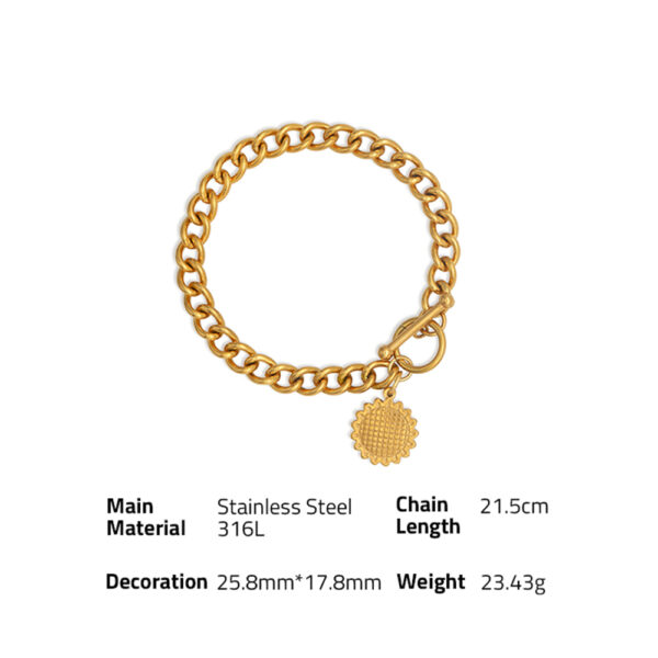 Chris April stainless steel 18k PVD plated flower shape T-bar men bracelets - Image 6