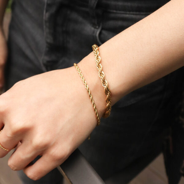 Chris April in stock fashion jewelry 316L stainless steel PVD gold plated water-proof rope chain bracelet for women - Image 3