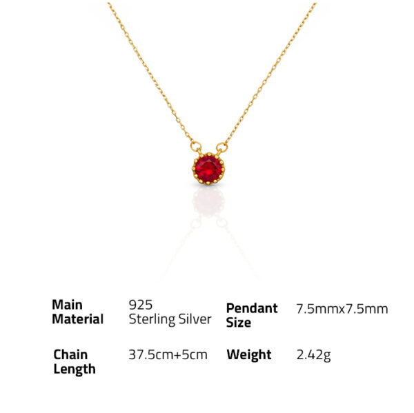 Chris April Fine Jewelry 925 sterling silver gold plated red Square diamond shape pendant necklace - Image 6