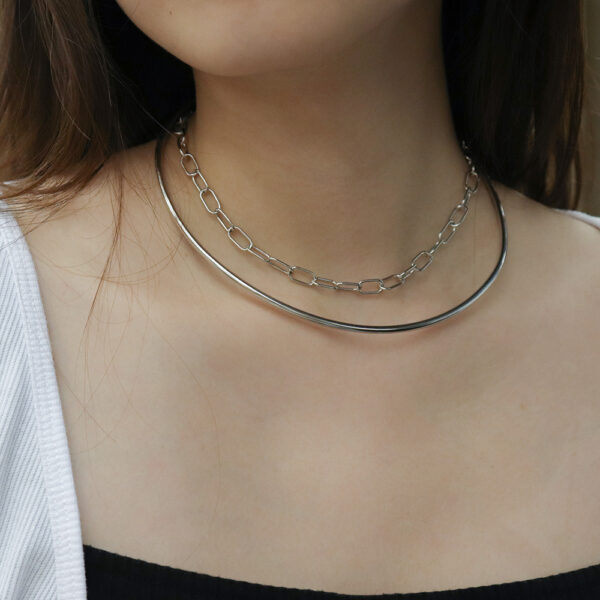 Chris April silver 925 gold plated minimalistic stackable collar necklaces - Image 4