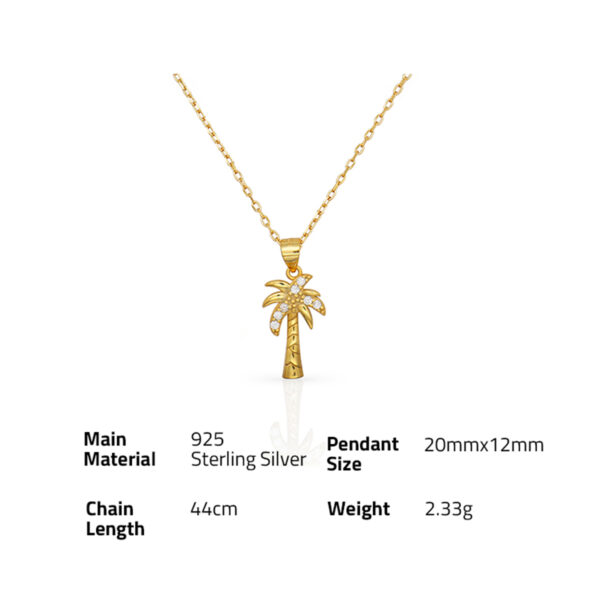 Chris April 925 Sterling silver 18K gold plated  coconut tree necklace with Zircon - Image 6