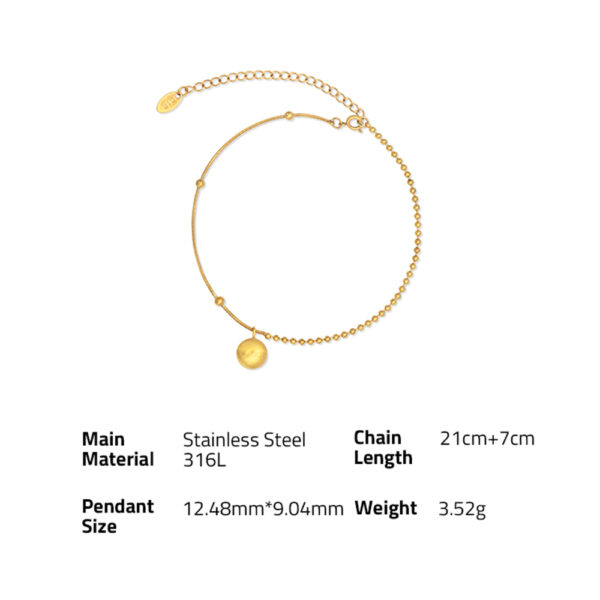 Chris April in stock fashion jewelry 316L stainless steel PVD gold plated cuban link chain anklet for women - Image 6