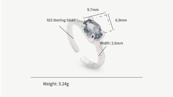 Chris April 925 sterling silver organic cubic zircon solitaire color gemstone ring - Image 6