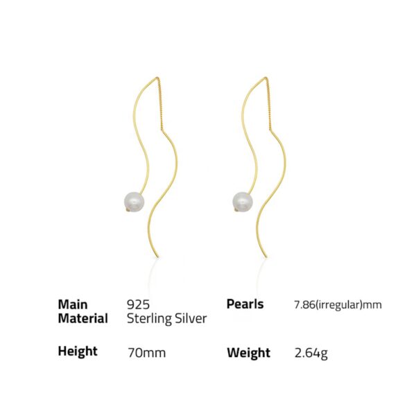 Chris April in stock 925 sterling silver 14k gold plated Custom vermeil cultured barque pearls string earrings jewelry - Image 6