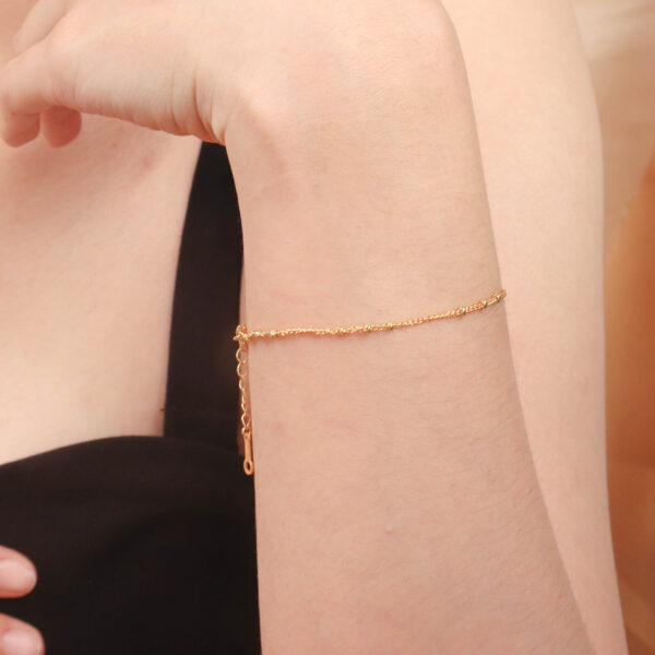 Chris April In stock Fine jewelry 925 sterling silver gold plated custom vermeil sate llite beads curb chain bracelet for women - Image 3