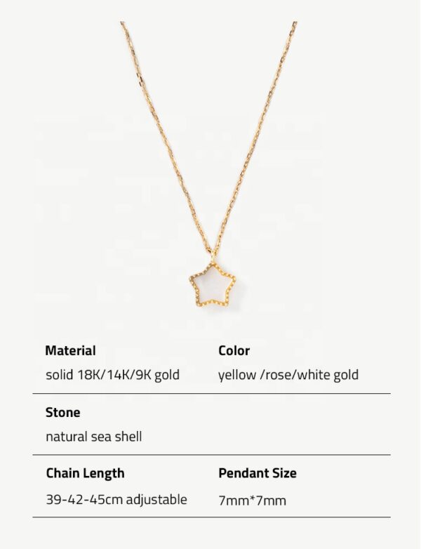 Chris April solid real gold 14k white sea shell jewelry star charm pendant necklace - Image 6