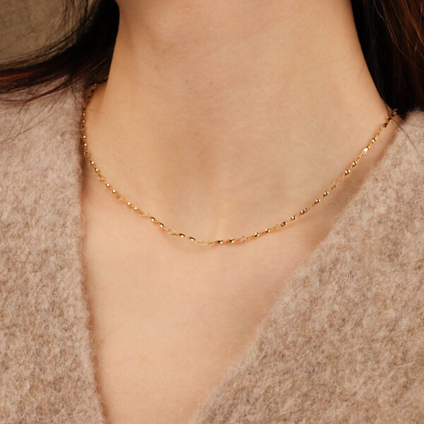 Chris April in stock 316L Stainless steel PVD plated minimalist thin choker wave chain necklace - Image 3