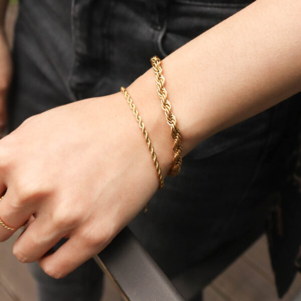 Chris April fashion design 316L stainless steel simple PVD gold plated thick rope chain bracelet - Image 3