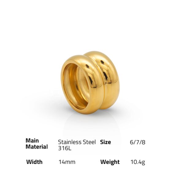 Chris April in stock 316L stainless steel PVD gold plated Minimalist and exaggerated celi style Double thick circle arc ring - Image 6