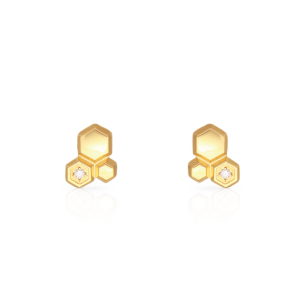 Chris April 316 stainless steel18k gold plated honeycomb mini stud earrings wholesale for women - Image 5