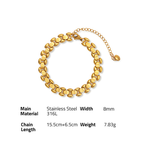 Chris April in stock fashion jewellery 316L stainless steel PVD gold plated non-tarnish watch chain bracelet - Image 6