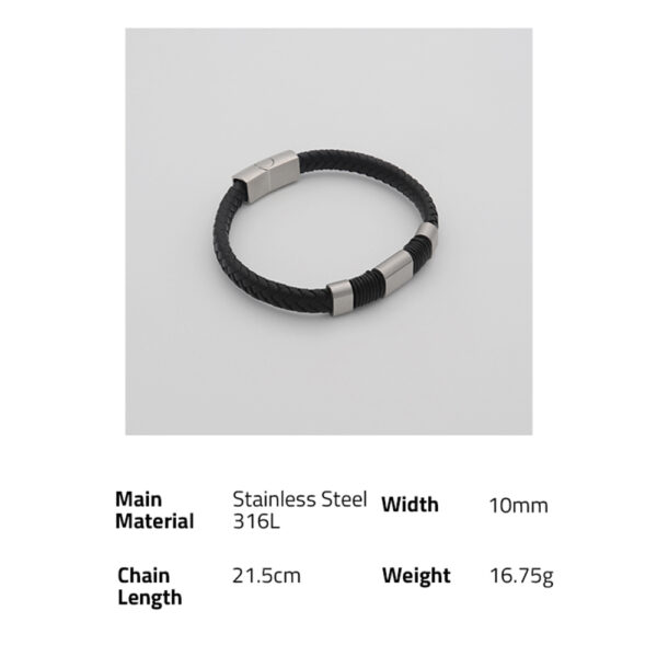 Chris April in stock fashion jewellery 316L stainless steel PVD gold plated fiber synthetic leather magnet clasp bracelet - Image 6