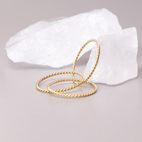 Chris April in stock 316L stainless steel PVD gold plating rope triplet ring - Image 6