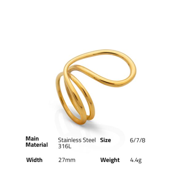 Chris April in stock Fashion Jewelry 316L stainless steel PVD gold plated retro design Small circle finger ring - Image 6