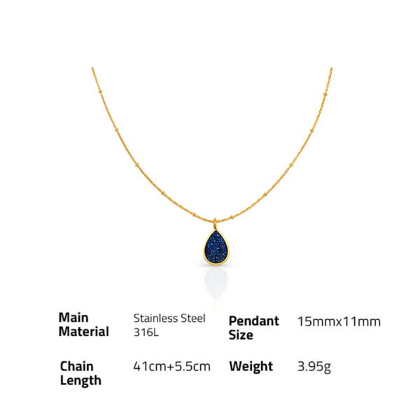 Chris April retro simple stainless steel gold plated bamboo chain natural crystal  pendant  necklace - Image 6