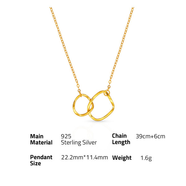 Chris April 18k gold plated 925 sterling silver minimalist double geometric irregular hoop pendant necklaces - Image 6