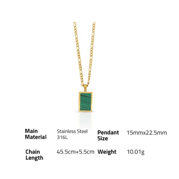 Chris April New arrivals autumn and winter 316l stainless steel gold plated mosaic turquoise Pendant sweater chain necklace - Image 6