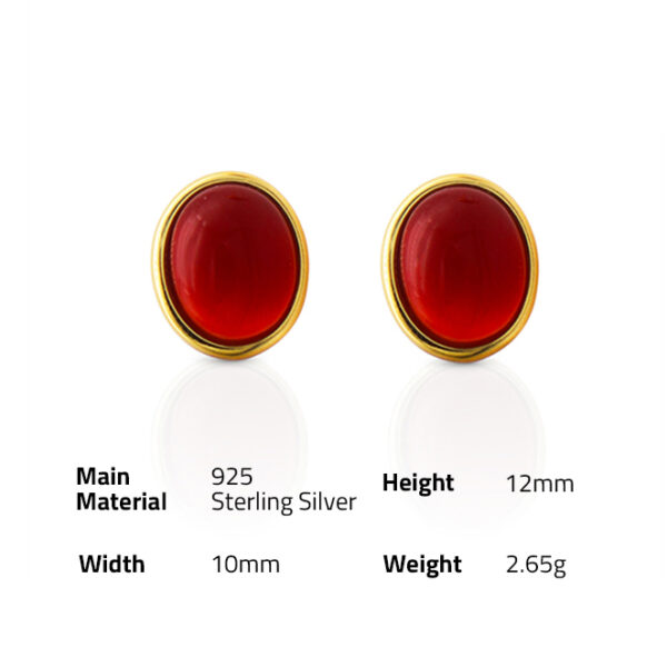 Chris April modern fashion luxury  pure 925 sterling silver 18k gold plated onyx minimalist stud earrings for women - Image 6