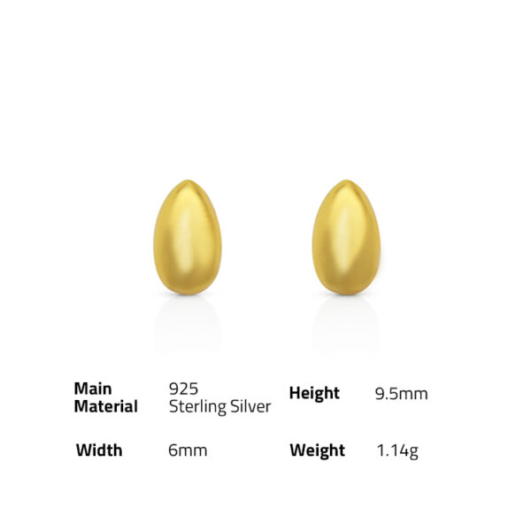 Chris April pure silver 18k gold plated pear water drop stud earrings - Image 6