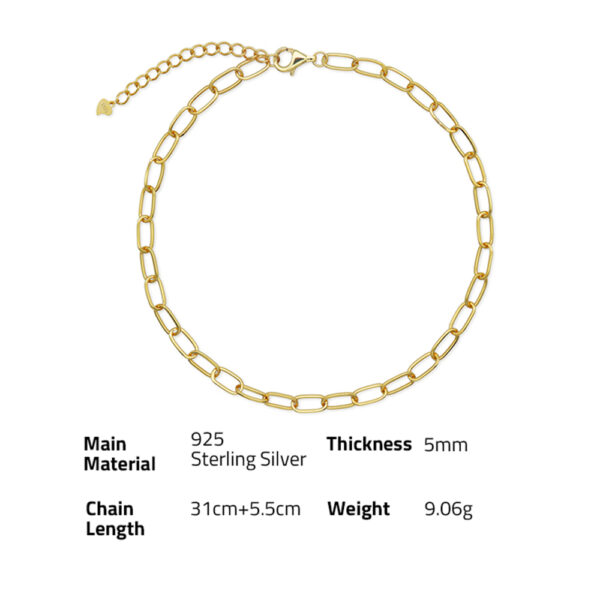 Chris April minimalist In stock 925 sterling silver gold plated link chain necklaces - Image 6