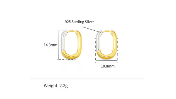 Chris April 925 sterling silver 18k gold plated two-tone plain oval hoops - Image 6