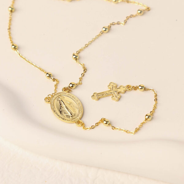 Chris April  in stock fine jewelry 925 Silver gold plated Virgin Mary Cross satellite  chain necklace for women - Image 4