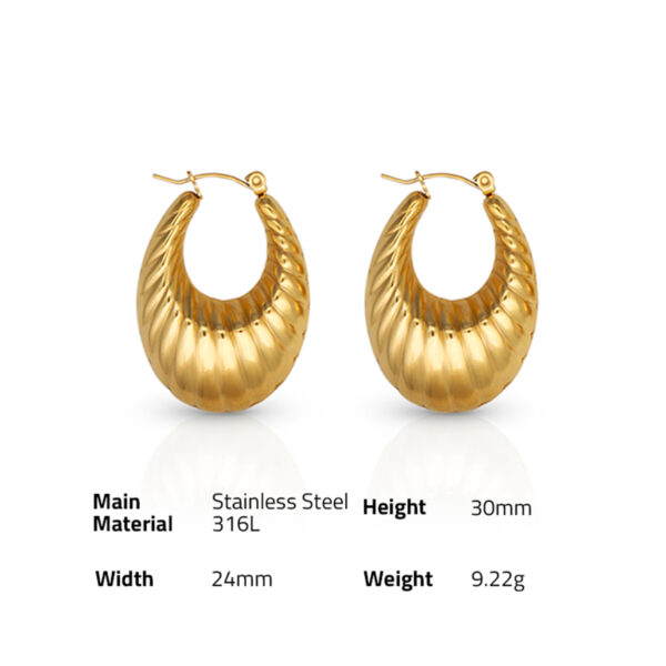 Chris April in stock water resistant 316L stainless steel pvd gold plated braided hollow hoop earrings - Image 6