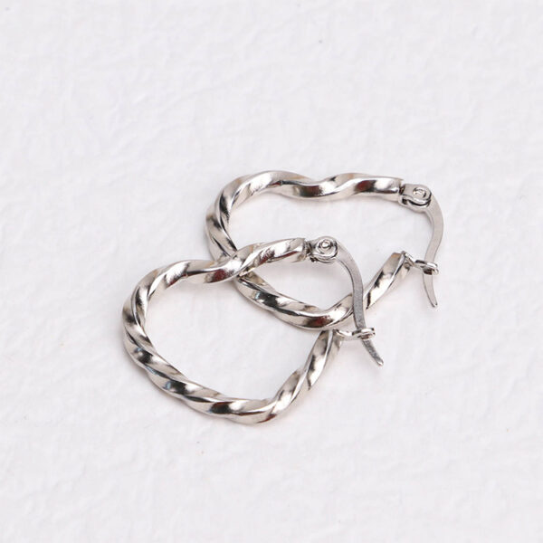 Chris April 316L stainless steel PVD plated heart shape twisting hoops earrings - Image 5