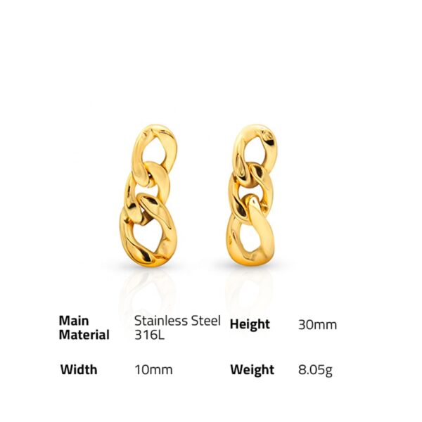 Chris April in stock Fashion jewelry 316L stainless steel PVD gold plated minimalist chain drop earrings - Image 6