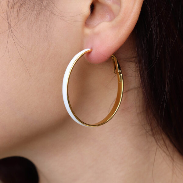 Chris April 316 stainless steel multi-color enamel fashion jewelry hoop earrings women - Image 5