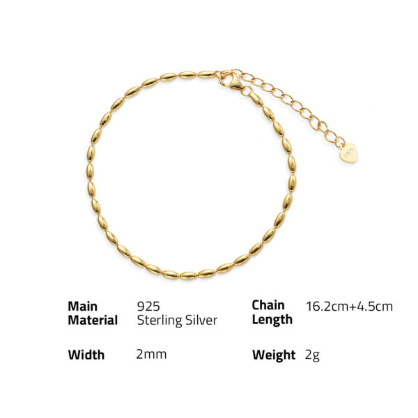 Chris April Fine jewelry 925 sterling silver 18k gold plated simple design oval bead link chain bracelet jewelry set - Image 6