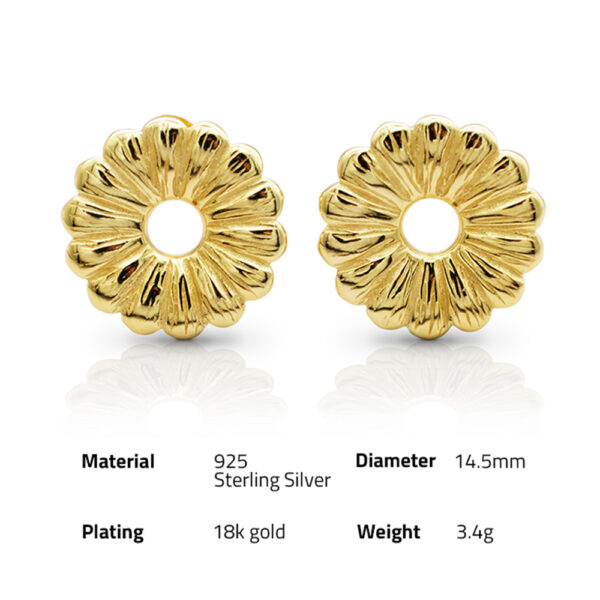 925 sterling silver 18k gold plating matte flower pendant earrings - Image 6