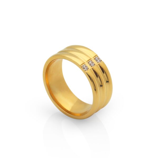 Chris April Fashion Jewelry 316L stainless steel PVD 18K gold plated retro irregular finger rings - Image 3