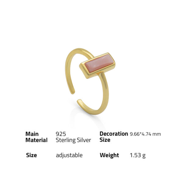 Chris April Fine jewelry in stock 18k gold plated 925 sterling silver pink natural Shell signet ring for women - Image 6