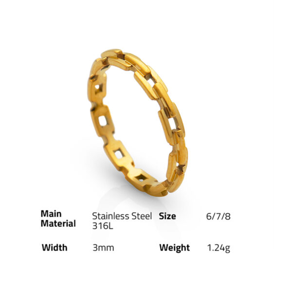 Chris April trendy  personalized 316L stainless steel PVD gold plated chain ring for women - Image 6