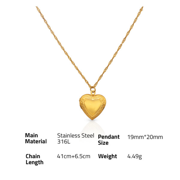 Chris April fashion jewelry PVD gold plated 316L Stainless Steel locket pendant Necklace with singapore chain - Image 6