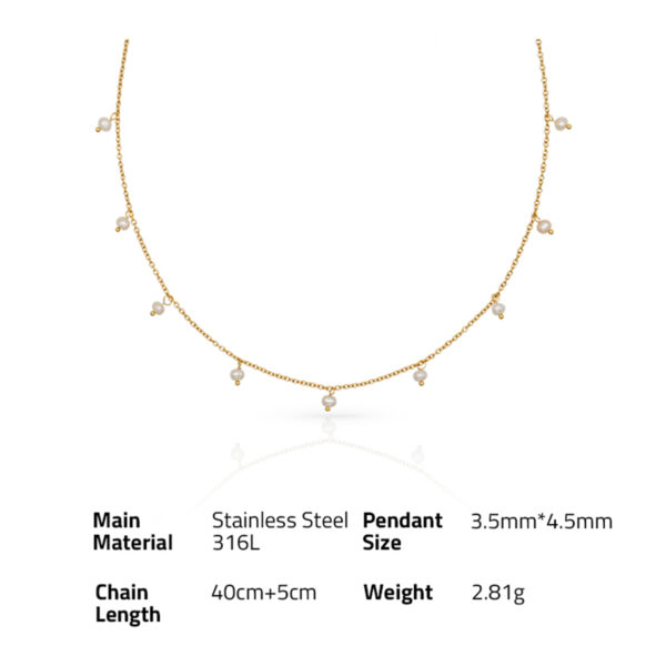 Chris April in stock pvd gold plated 316L Stainless steel Minimalist Freshwater pearls charm necklace for women - Image 6