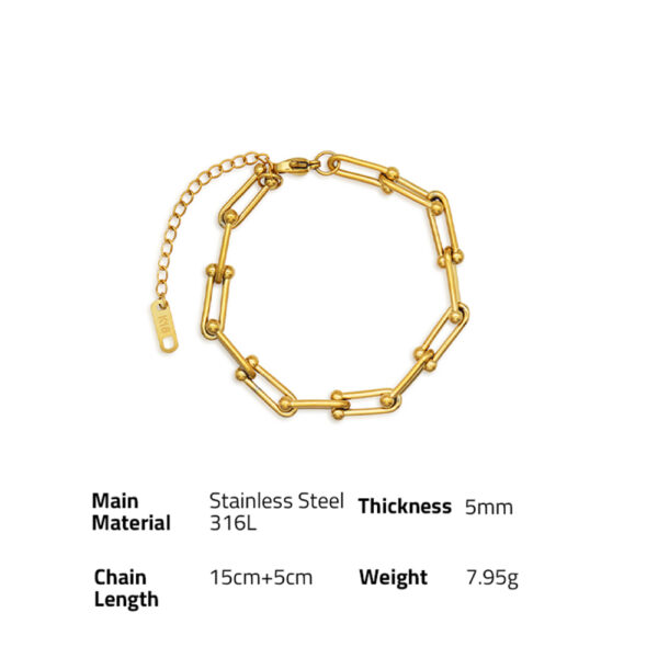 Chris April in stock 316L stainless steel simple PVD gold plated U-shaped horseshoe buckle stitching bracelet - Image 6