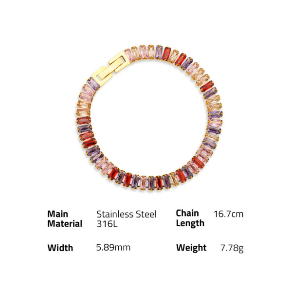 Chris April fashion in stock 316L stainless steel bejeweled natural colorful zircons tennis bracelets - Image 6