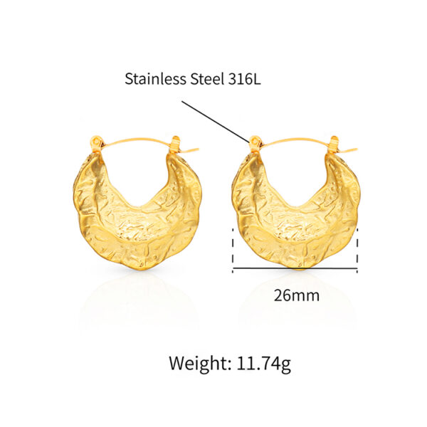 Chris April 316L stainless steel PVD large gold plated chunky statement earrings women - Image 6