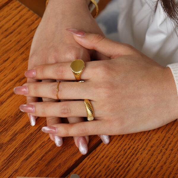 Chris April simple 925 silver gold plated Minimalist irregular surface of the thin Knuckle ring - Image 3