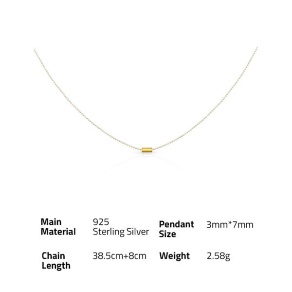 Chris April fine jewelry 925 sterling silver gold plated Minimalist beads choker necklace with tube pendant - Image 6