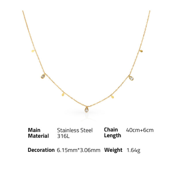 Chris April minimalist 316L stainless steel geometric zircon charm choker necklace - Image 6