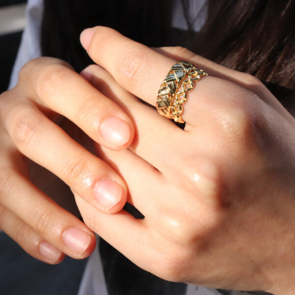 Chris April In stock 925 sterling silver 18k glod plated custom vermeil braided open rings - Image 3