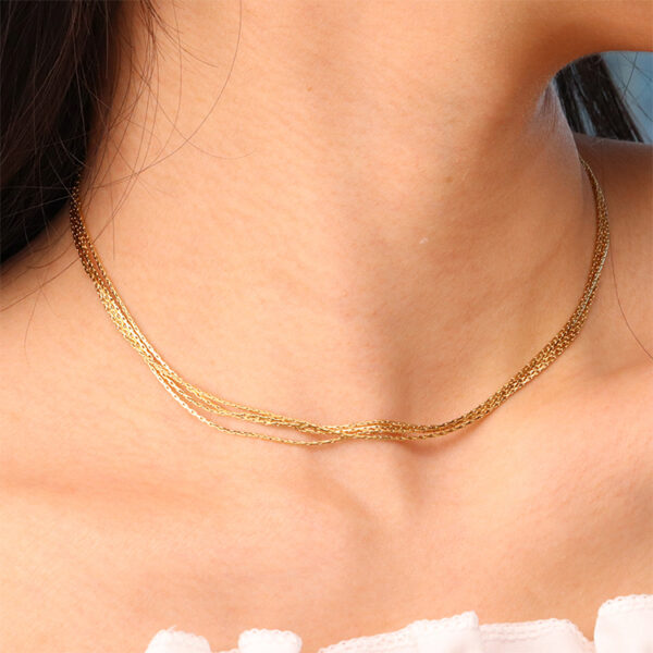 Chris April 316L stainless steel PVD gold plating multiple layers bamboo string chain necklace - Image 5