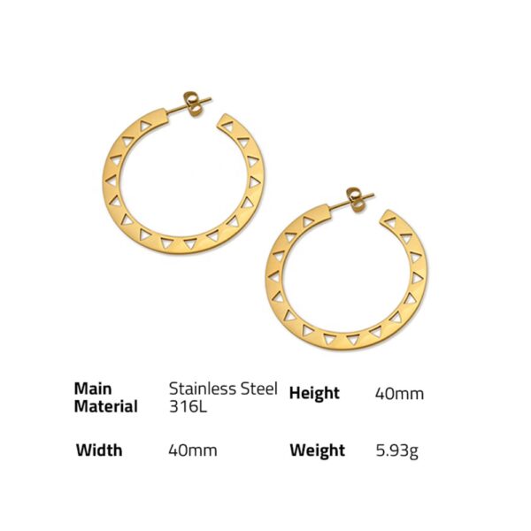 Chris April Holiday style fashion jewelry 316L stainless steel pvd gold plated triangle Geometric hoop earring - Image 6