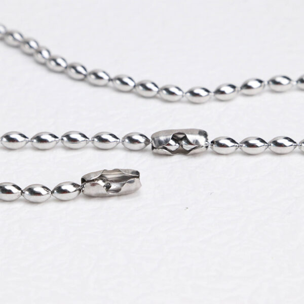 Chris April 316L stainless steel PVD silver plated oval beads chain necklace - Image 4